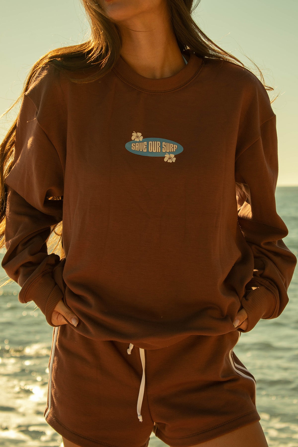Apres Surf Crewneck (Mocha) – Save Our Surf