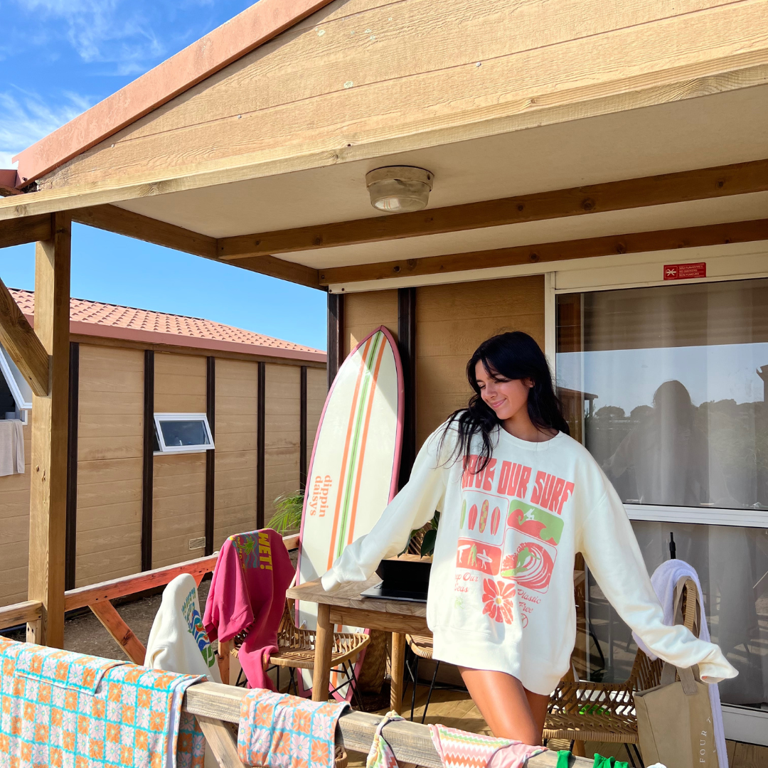 SAVE OUR SURF CREWNECK - garment dyed sand