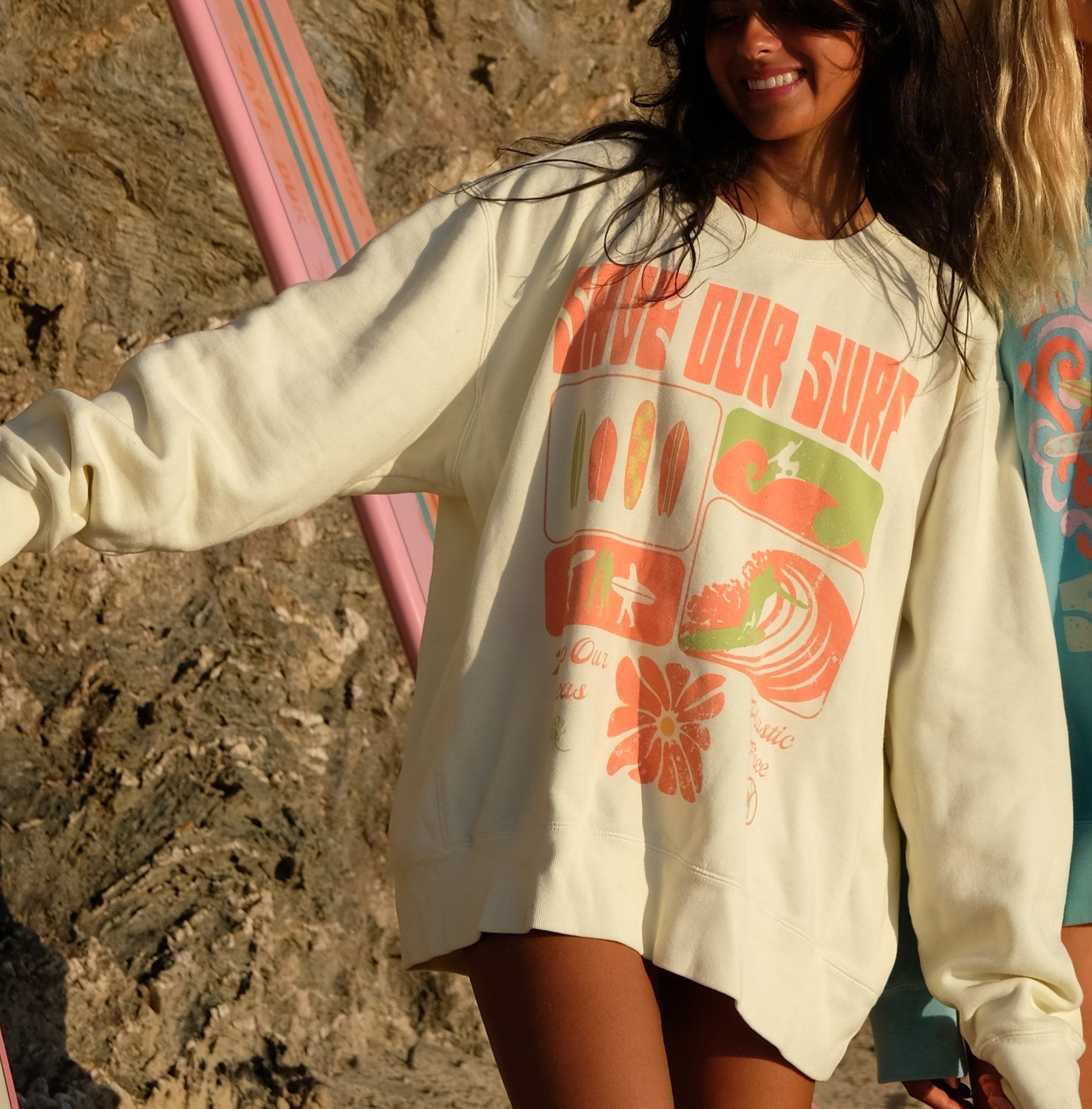 SAVE OUR SURF CREWNECK - garment dyed sand