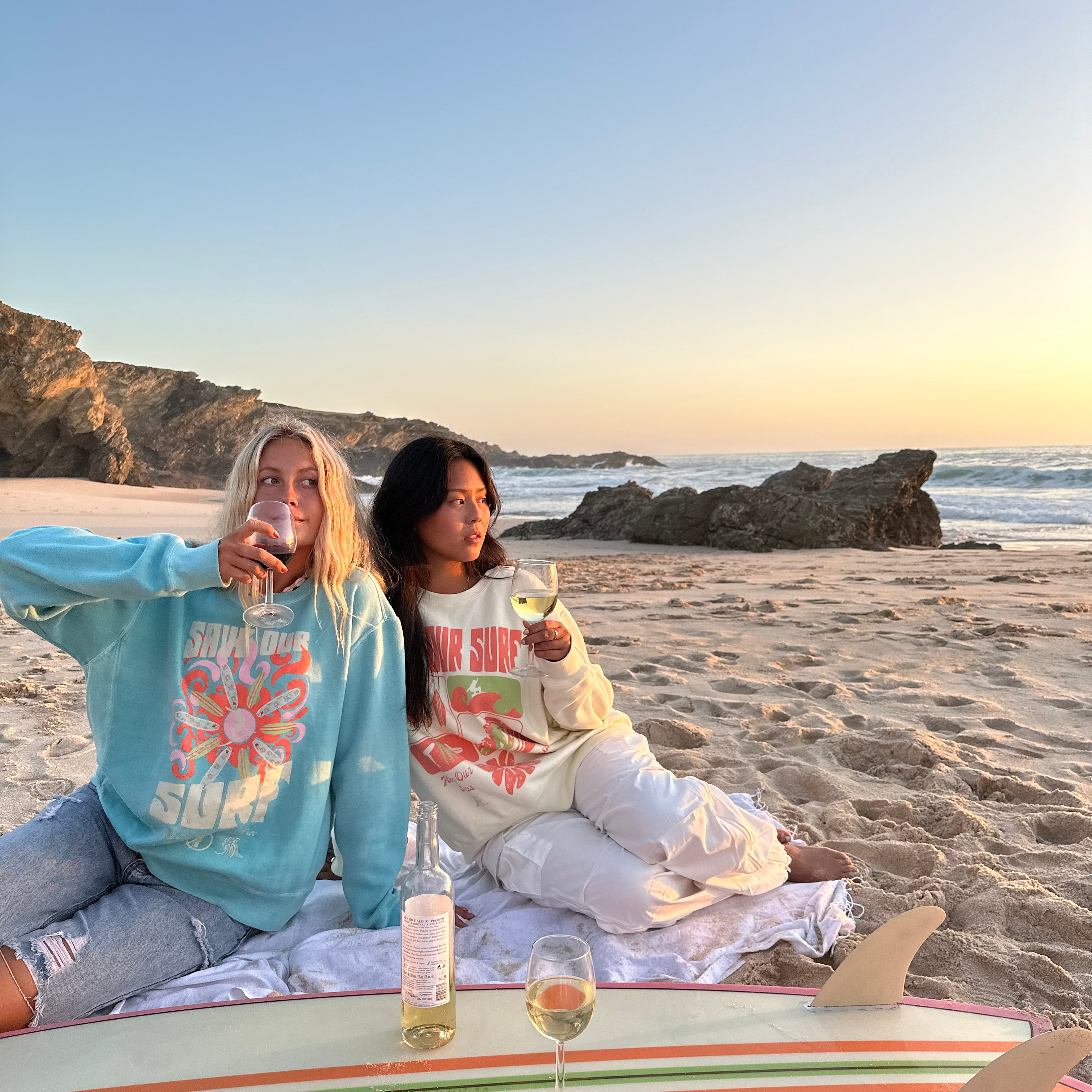 SAVE OUR SURF CREWNECK - garment dyed teal