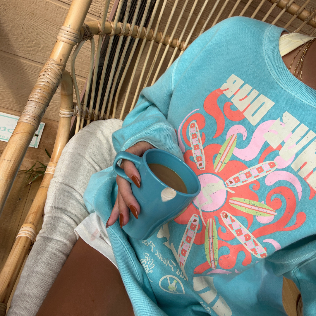 SAVE OUR SURF CREWNECK - garment dyed teal